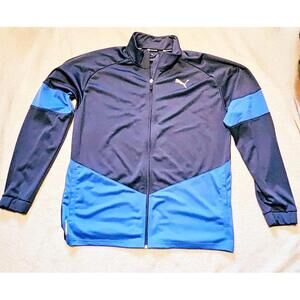 Mens Puma Jacket Blue Colorblock Blaster Puma Training Full Zip Size Large